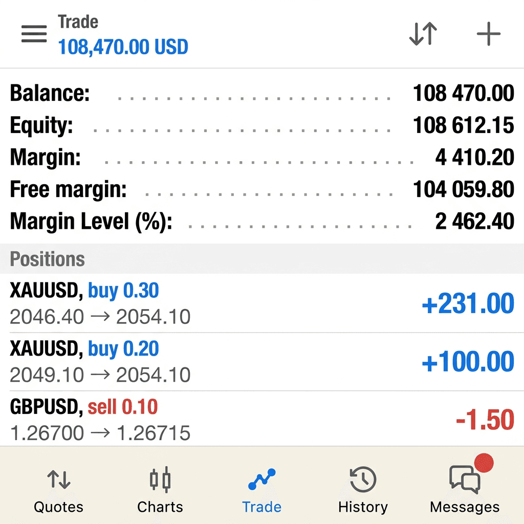 Trading account screenshot shared by Daniel K.